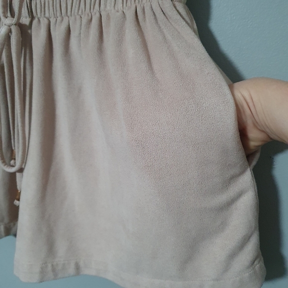 BISHOP + YOUNG Suede Like Lounge Shorts Drawstring Blush Women's Size M - Picture 6 of 9